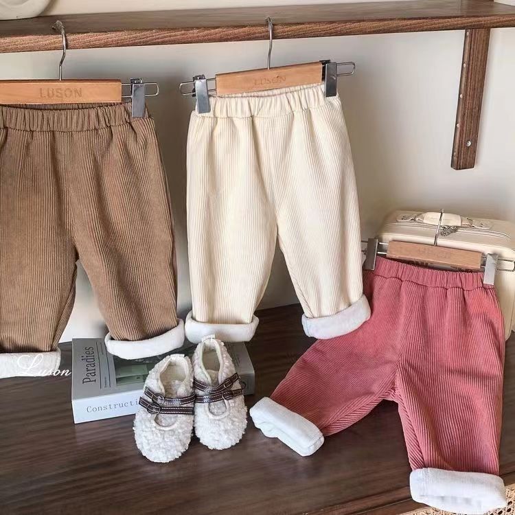 Corduroy Pant Warm - Herfst Winter Kinderkleding Fleece Gevoerde Effen