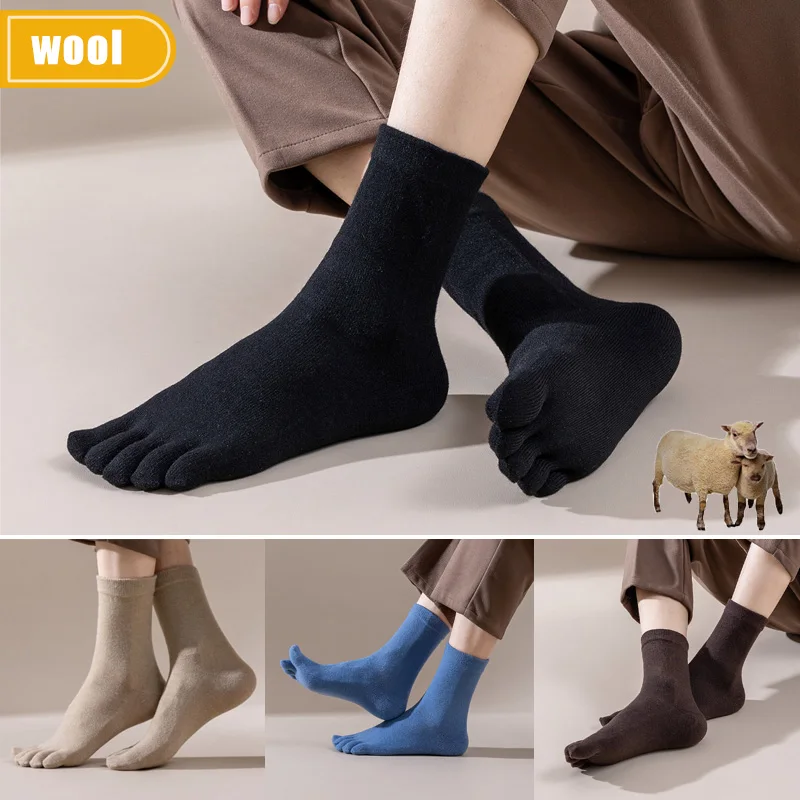 Thermal Sock Wool - Herenwol Vijf Vingers Sokken Korte Dikke