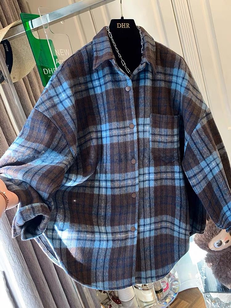 Flannel Shirt Lined - Plus Size dames geruit flanellen overhemd