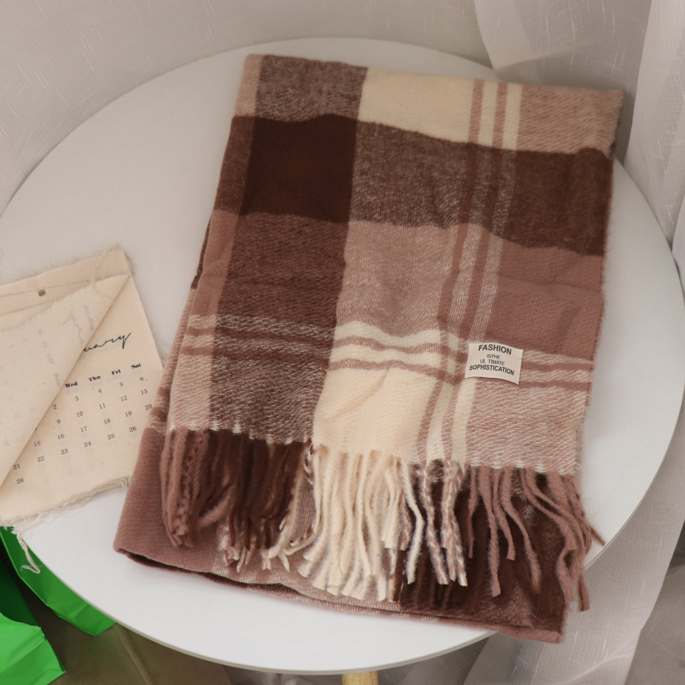 Wool Scarf Men - Casual winddichte geruite wollen sjaal met