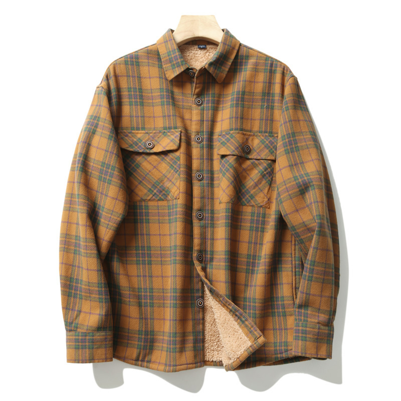 Flannel Shirt Lined - Heren geruite flanellen overhemden jas herfst