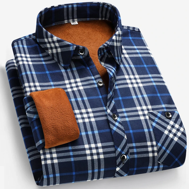 Flannel Shirt Lined - Herfst en winter herenoverhemd met fleecevoering