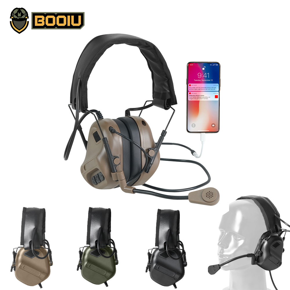 Earmuffs Foldable - BOOIU Tactische elektronische schietheadset 3,5 mm
