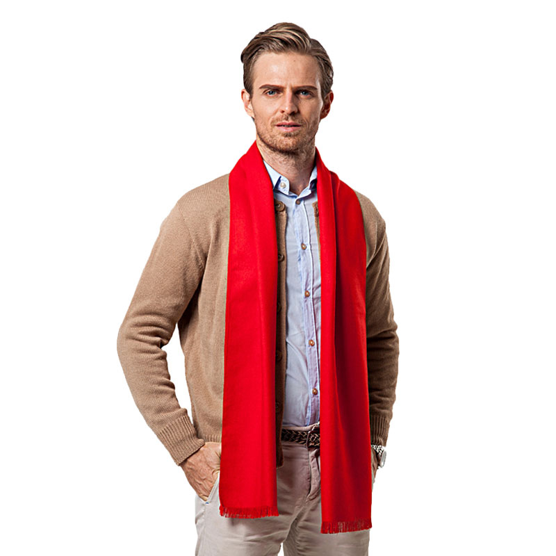 Wool Scarf Men - Mode Winter Effen Kleur Mannen Rode