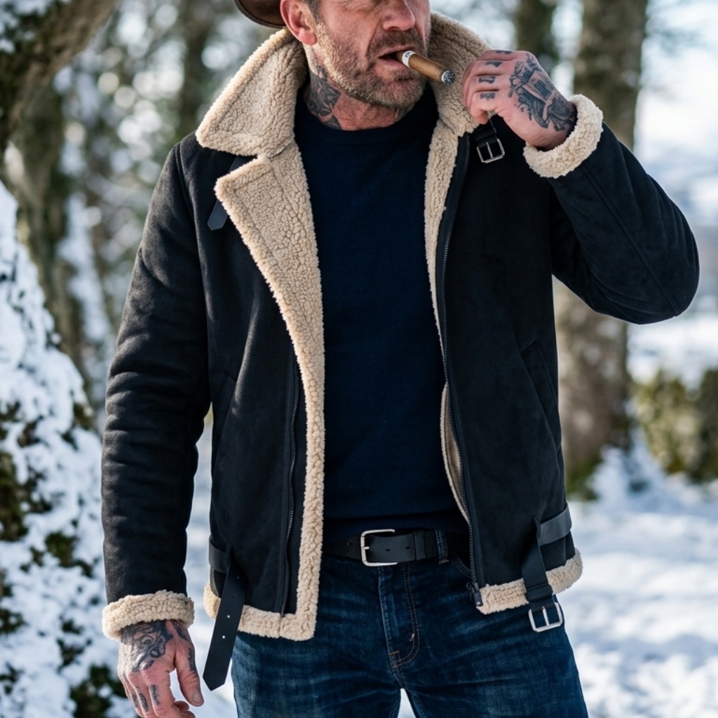 Down Jacket Packable - Heren winterjas van imitatiesuède, fleece gevoerd,