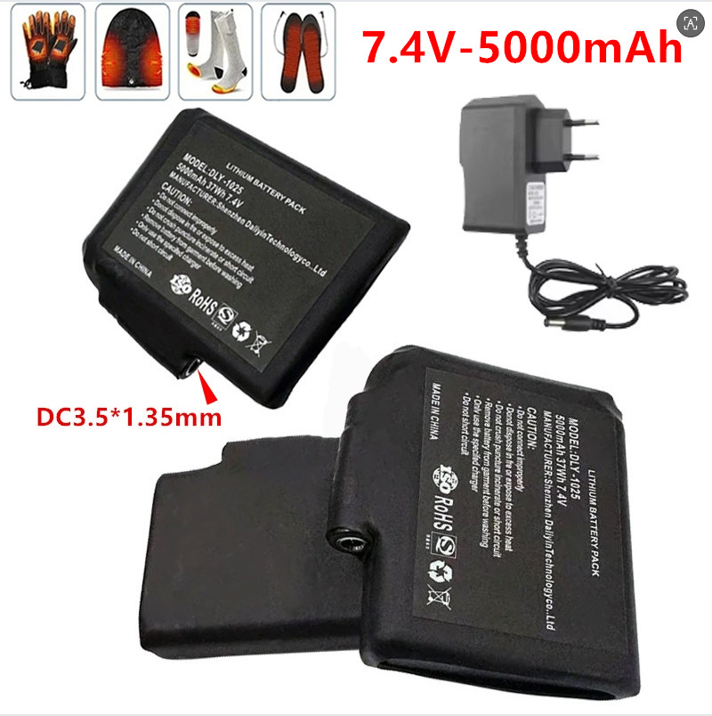 Heated Vest Battery - Nieuwe hoogwaardige 7,4 V, 5000 mAh