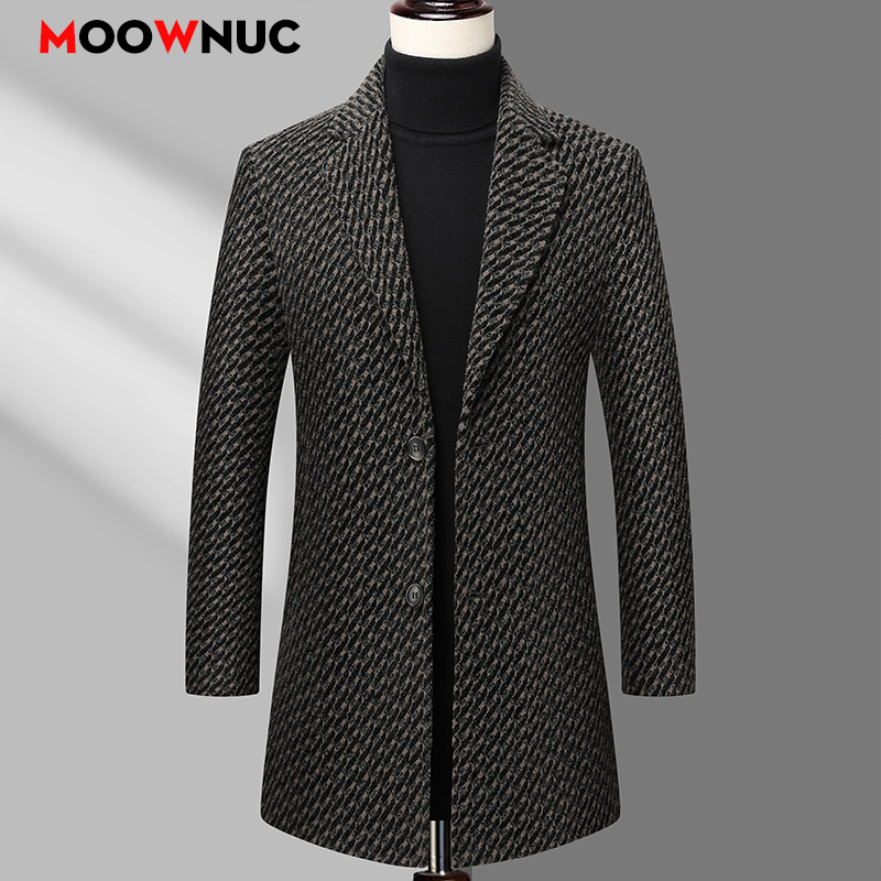 Wool Coat Peacoat - Lange Jas Mannen Heren Wollen Jas