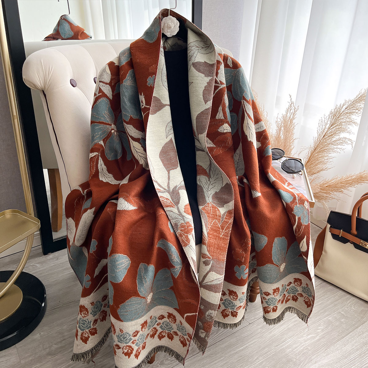 Cashmere Pashmina Wrap - Vrouwen Dikker Luxe Winter Paisley Dubbelzijdig