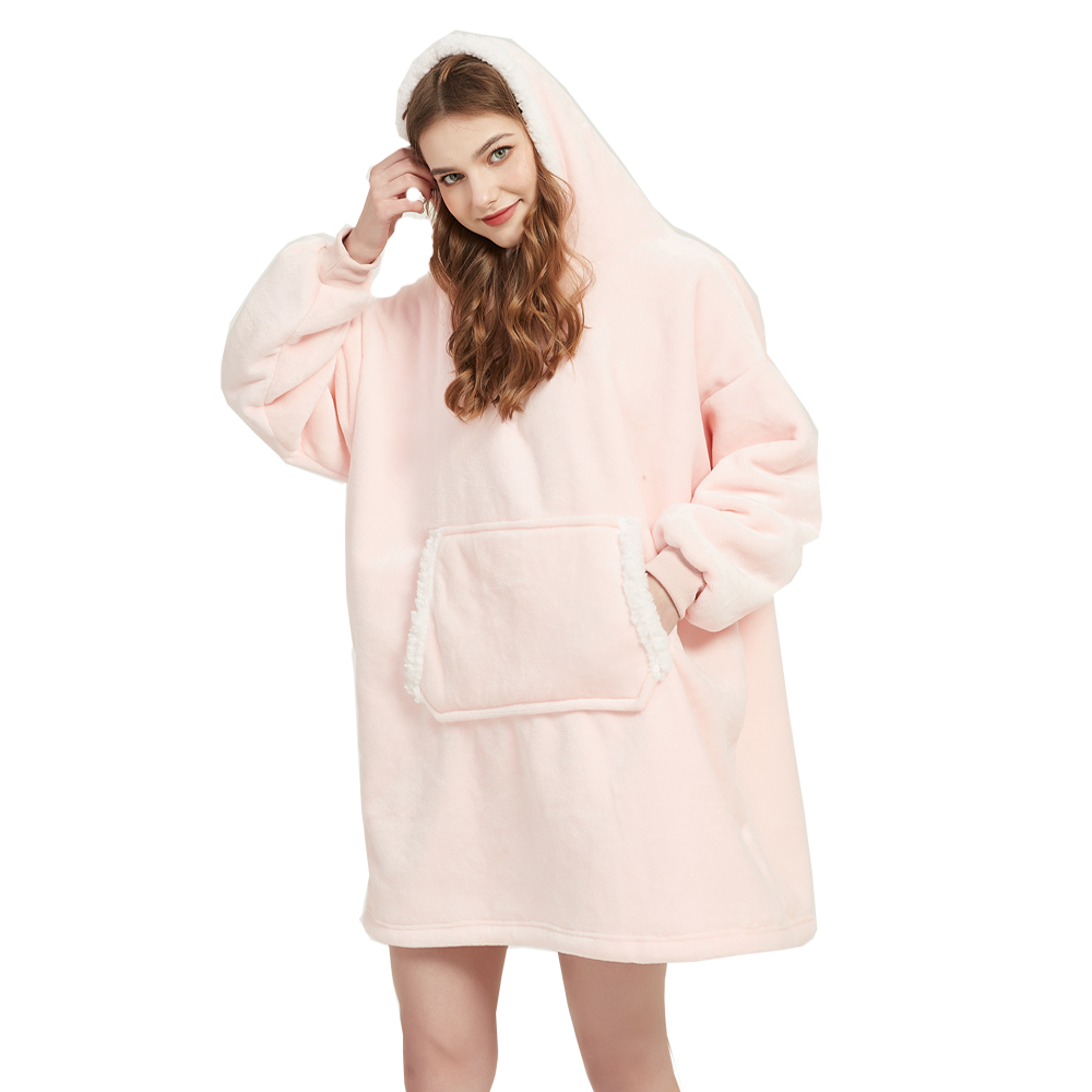 Sherpa Hoodie Fleece - Microfiber Pluche Koraal Fleece Sherpa Deken