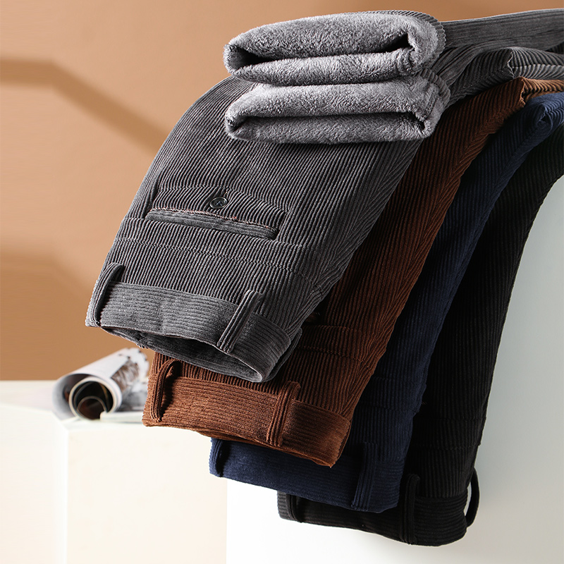 Corduroy Pant Warm - Winter heren fleece corduroy broek zakelijke