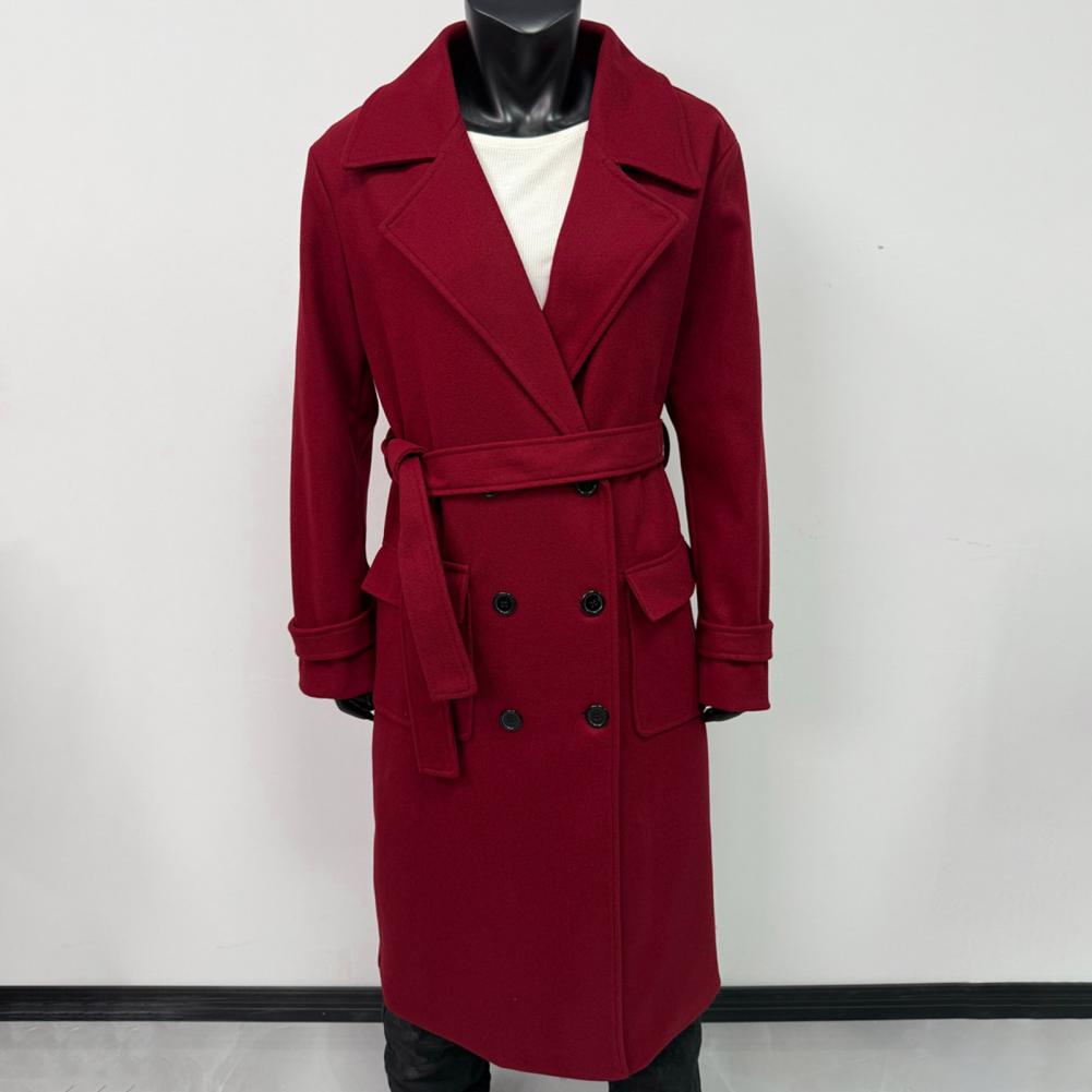 Wool Coat Peacoat - Damesjas Dames dubbelgeknoopte trenchcoat met riem