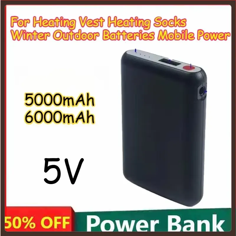 Heated Vest Battery - 5000mAh 6000mAh 5V Oplaadbaar voor verwarmingsvest
