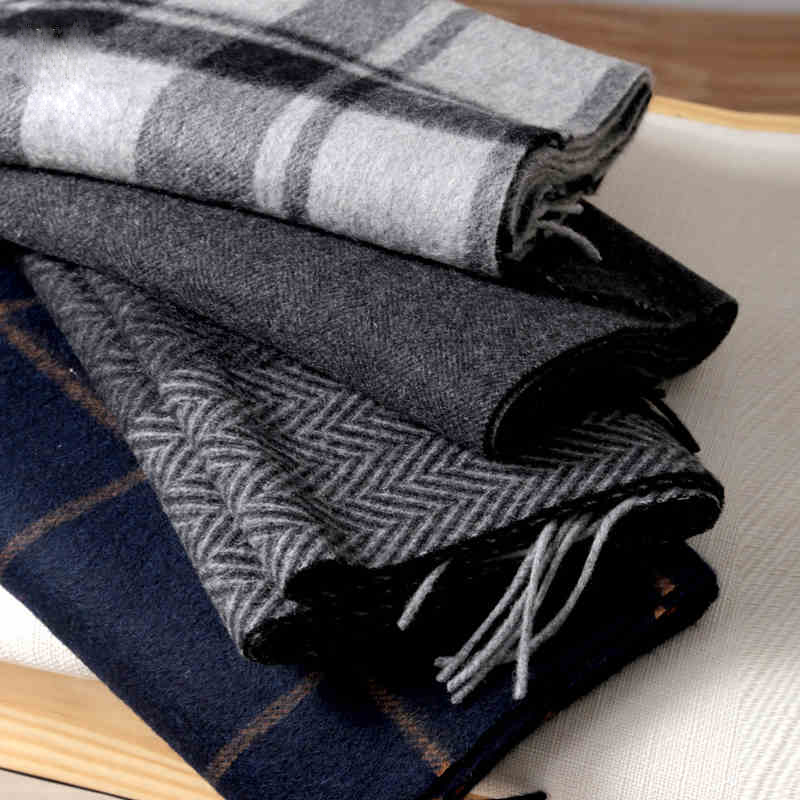 Wool Scarf Men - Pashmina Sjaal Mannen Winter Strip Effen