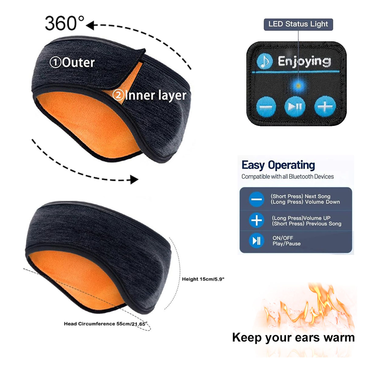Draadloze Bluetooth-hoofdtelef - Winter Headband Fleece recensie en prijs