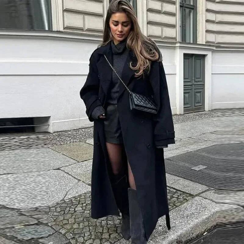 Elegante grijze riem lange imi - Wool Coat Peacoat recensie en prijs