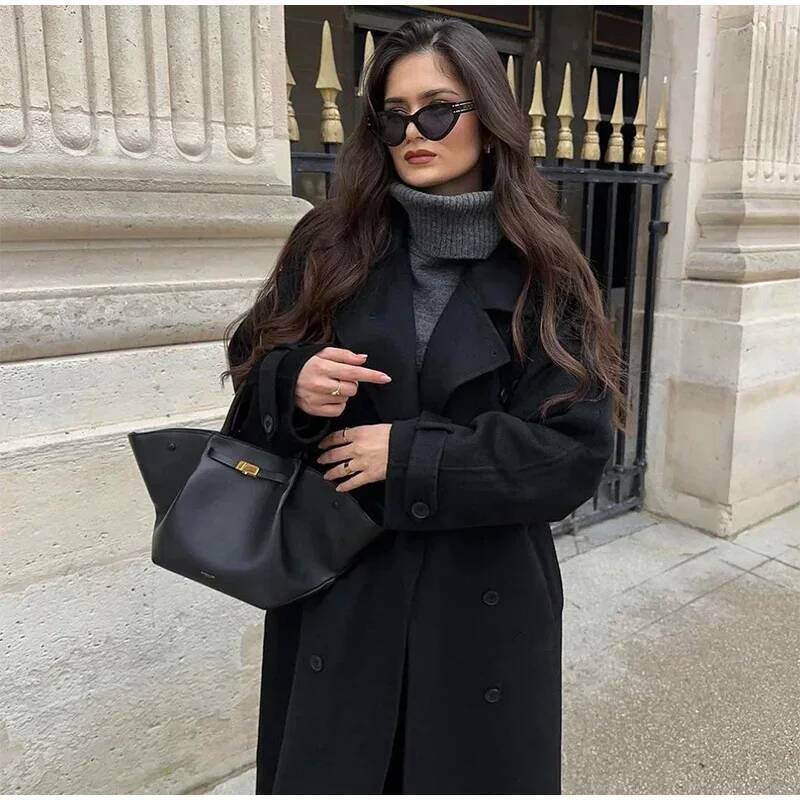 Elegante grijze riem lange imi - Wool Coat Peacoat recensie en prijs